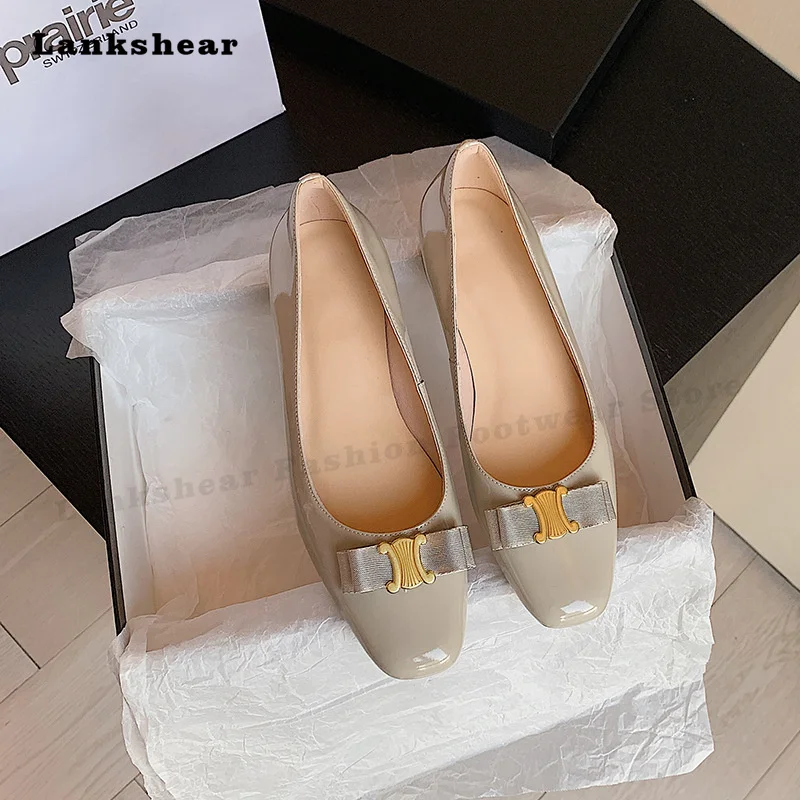 Women's Flat Shoes Summer Fashion Square Toe Butterfly-Knot Shoes Casual Pumps Slip-On Flat Outdoor Women Mary Janes Shoes