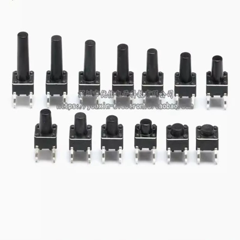 

100 шт., вертикальные сенсорные микрокнопки 6*6*4,3/5/6/7/8/8.5/9/10/11/12-15 мм