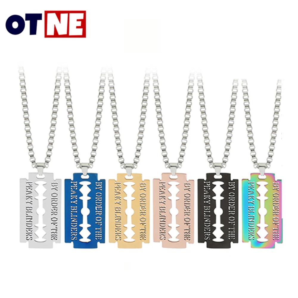 

Peaky Blinders Blade Necklace Stainless Steel Razor Blade Pendants Necklaces Male Shaver Shape Necklace Charm Movie Jewelry