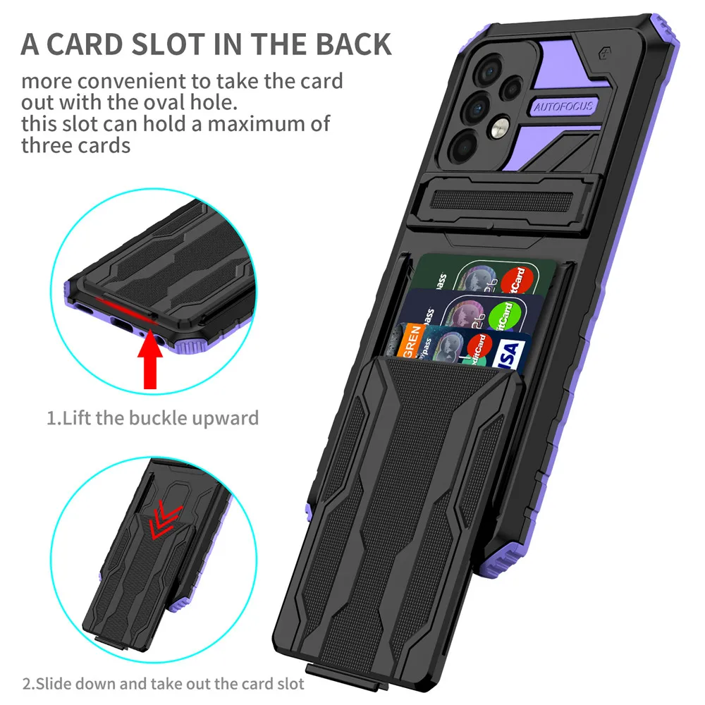 

Samsung A52 Case For Galaxy A52 A72 A32 A42 A12 A22 Funda Armor Card Slot Holder Cover For A02 A02S A03S A31 A51 A21S A20S M32