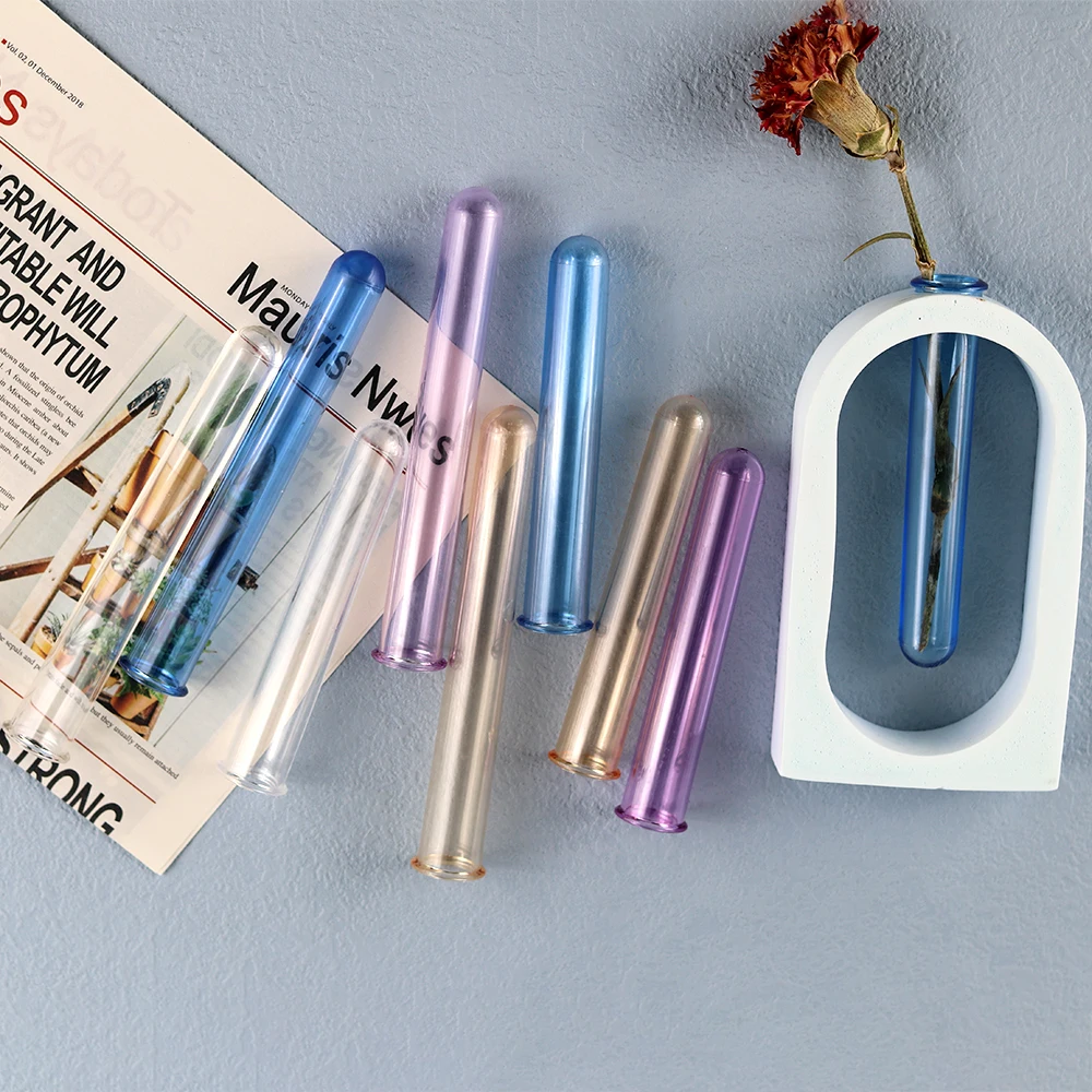 5pcs Plant Incubator for Hydroponic Flower Concrete Cement Plaster Resin Pot Clear Plastic Test Tubes DIY Craft Making Tools - купить по