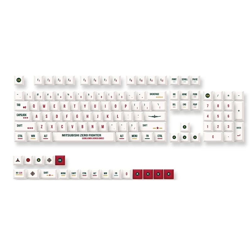 

128 Keys PBT Keycaps Cherry Profile DYE-Sub Airplane Theme Minimalist Style Suitable For Mechanical Keyboard