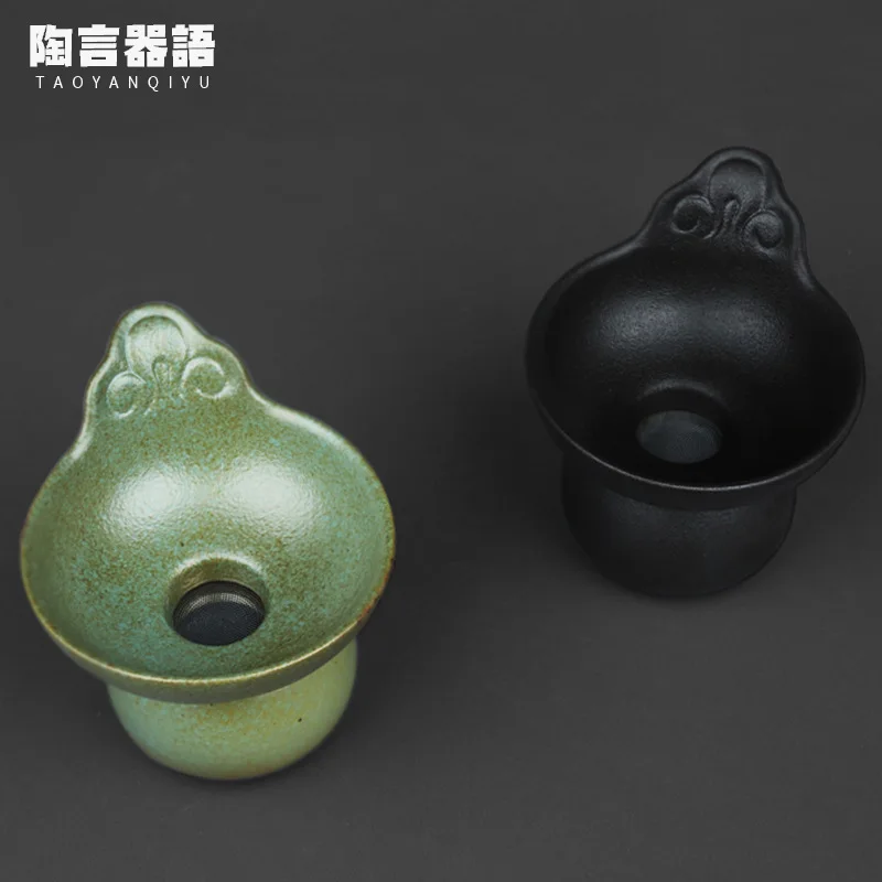 

Jingdezhen retro pottery tea strainer handmade ceramic volcanic rock kung fu tea ceremony tea funnel mesh tea strainer