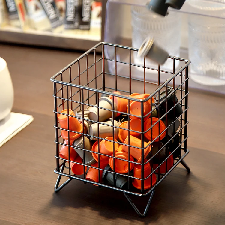 

Universal Coffee Capsule Storage Basket Coffee Cup Basket Vintage Coffee Pod Organizer Holder Black For Home Cafe Hotel