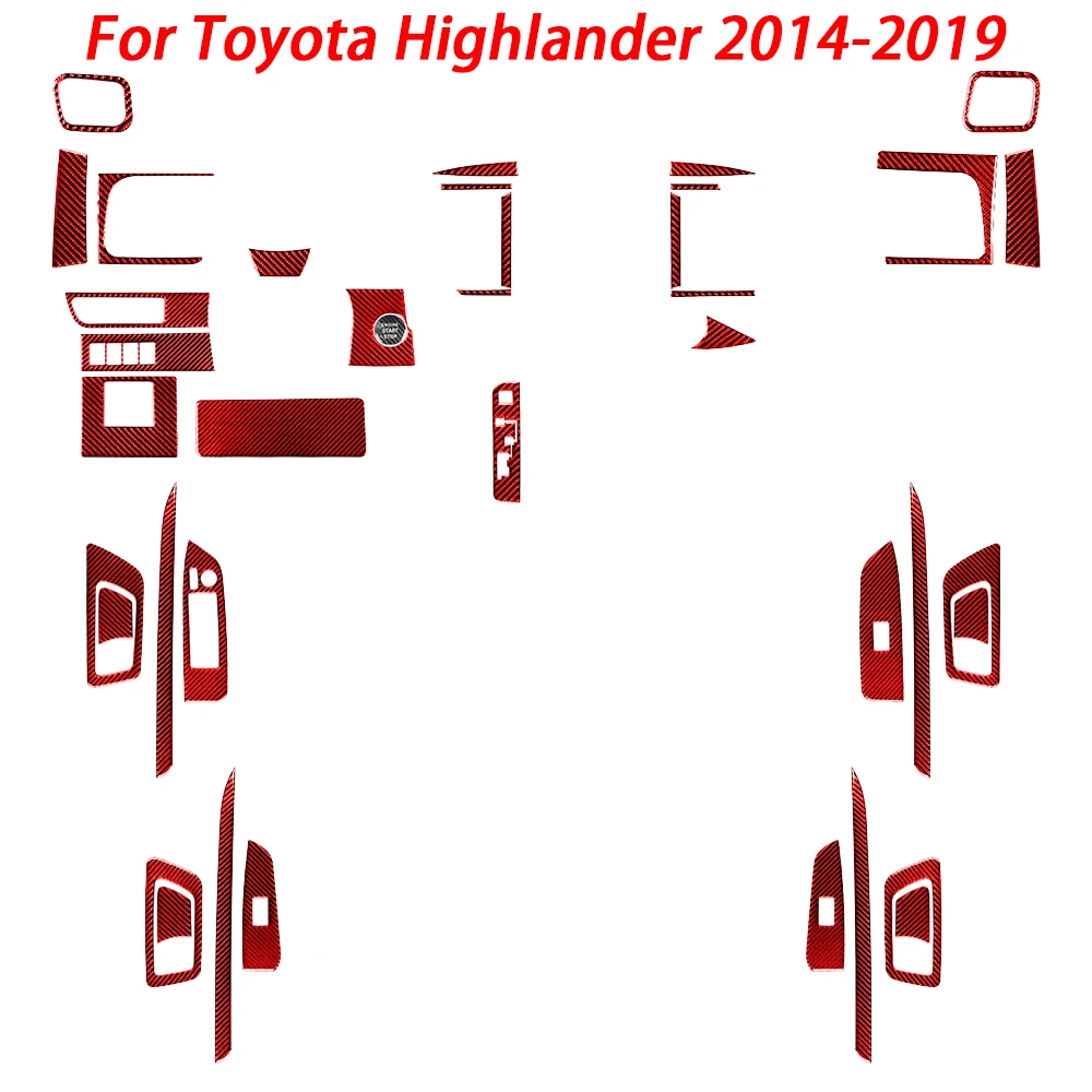 38 шт. консоли из углеродного волокна для Toyota Highlander 2014 2015 2016 2017 2018