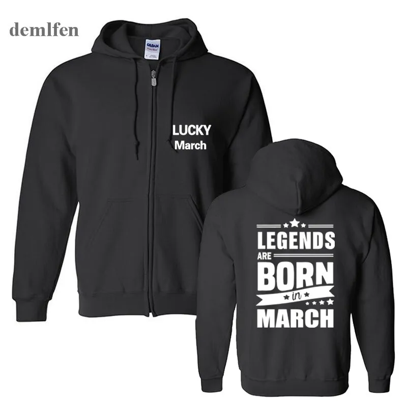 

Men Fashion Hoodies Legends Are Born In March Funny Birthday Gift Hooded Sweatshirt Men's Cotton Coat