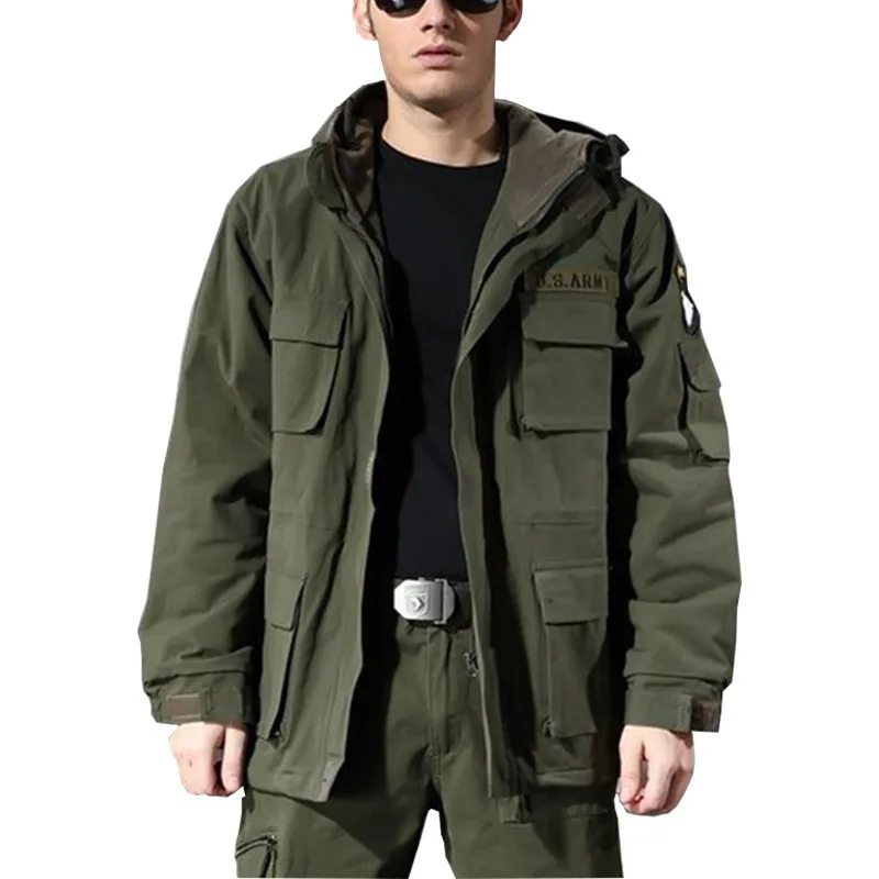 

Military Uniform Men's M65 Trench Coat Male Solid Camouflage Wadded 101st Airborne Force Tactical Jacket Coat Men Clothing