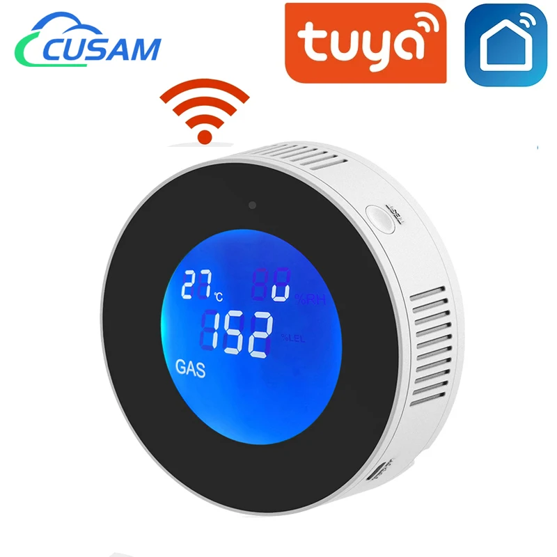 Смарт-датчик утечки горючего газа Tuya с Wi-Fi и ЖК-дисплеем