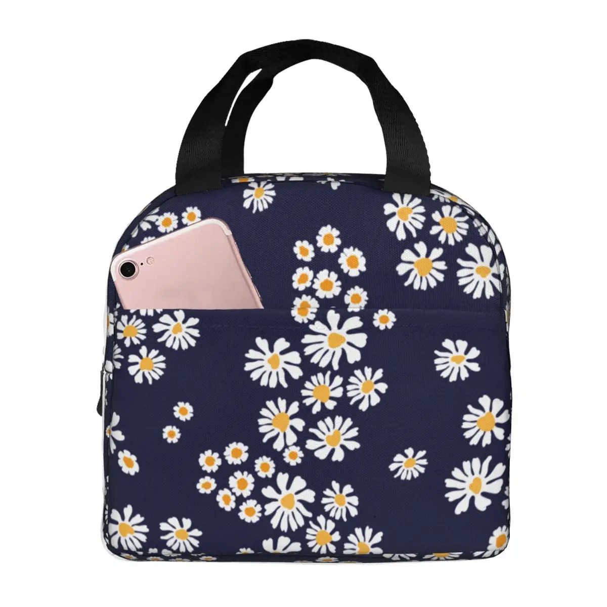 Daisy Flower Lunch Bag Portable Insulated Oxford Cooler Bags Thermal Cold Food Picnic Lunch Box for Women Kids