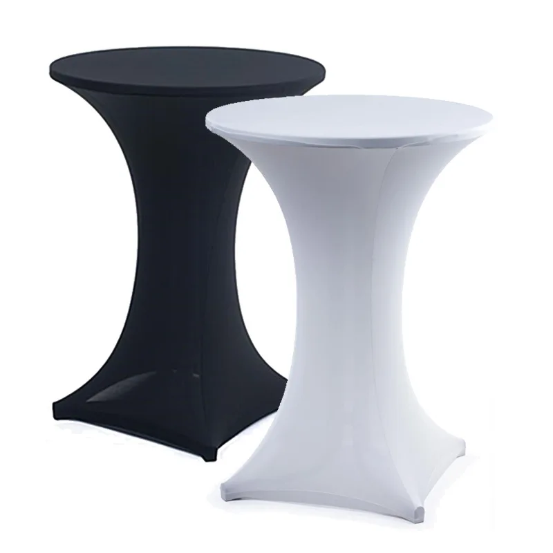 

60/80cm Round Cocktail Table Cover Four-Way Tight Fitted Stretch Tablecloth Party Tradeshow Banquet Vendor Wedding Tablecloth