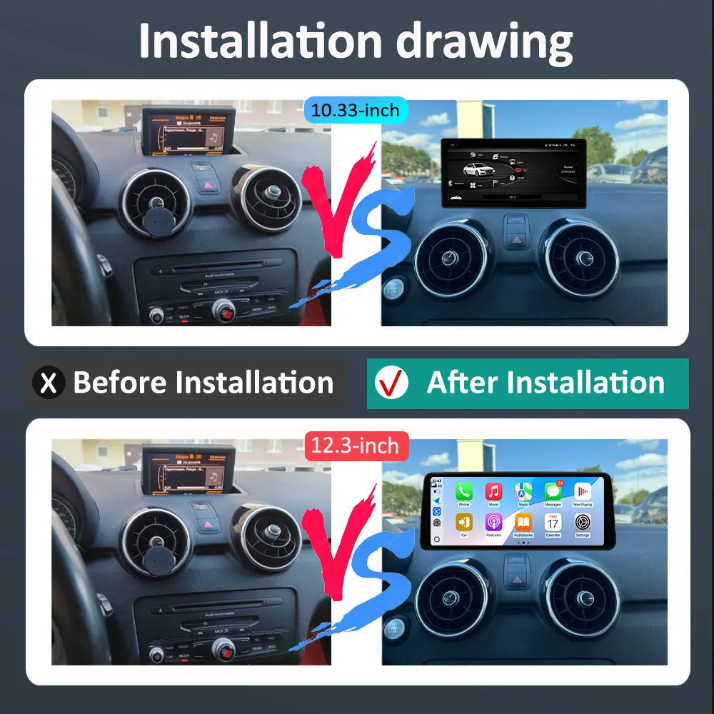 12,3 дюйма для Audi A1 2013-2018 Автомобильный радиоприемник Видеоплеер Android 15 Carplay Навигация GPS WiFi 4G Ультратонкий HD сенсорный экран (art.: 3920d43c76fed) - 3920d43c76fed