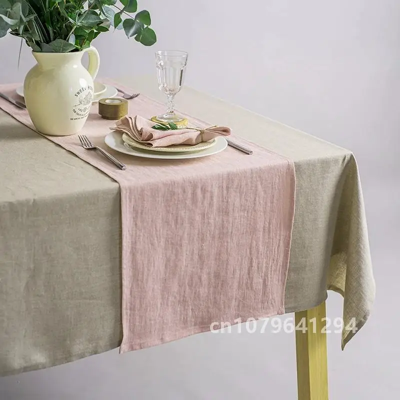 Linen Table Runner Mitered Corners 100% Pure Cloth French Flax Rustic Luxe