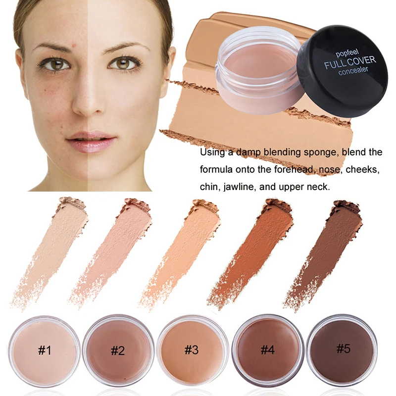 

Hot Concealer Foundation Cream Makeup Base Professional Full Coverage Freckles Cover Acne Spots and Dark Circles Facial Makeup