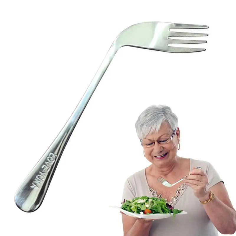 

Elderly Elbow Spoon Angled Eating Fork Curved Spoon Utensil Elder Feed Nursing Utensil Convenient for Elderly and Disabled