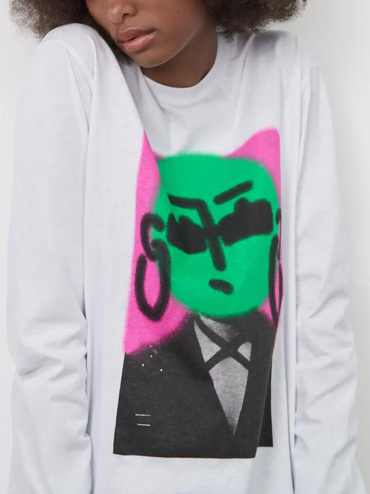 

Весенняя Новинка, женская одежда, модный тренд, яркая универсальная Повседневная Базовая футболка с круглым вырезом и принтом, Топ