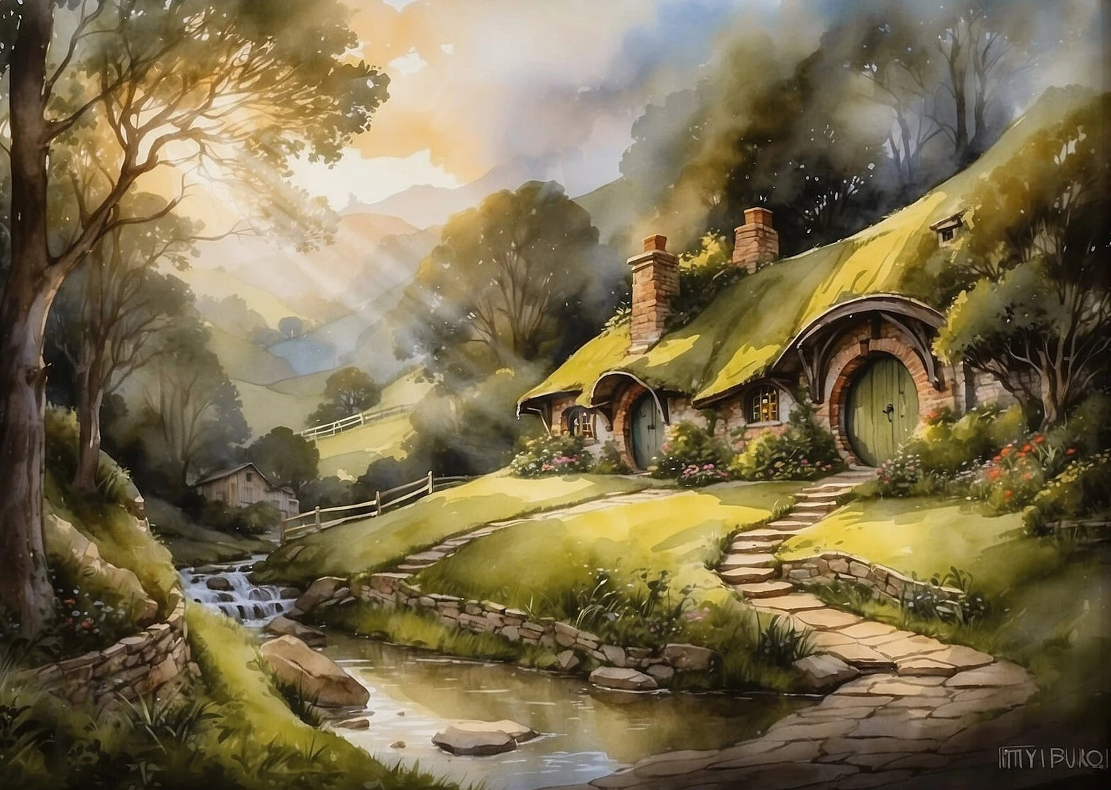 

Печать на холсте "С-шир акварель H-Хобиттон"