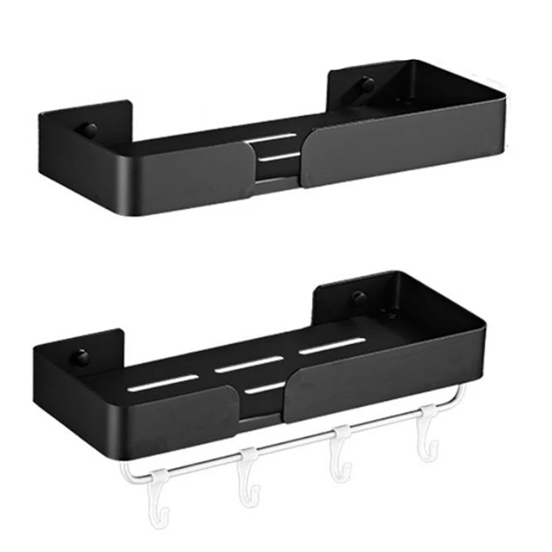 

2Pcs Shower Tray Without Drilling Holes,Towel Rack,Shower Basket Tray Storage Box,Bathroom and Kitchen Wall Hanging Rack