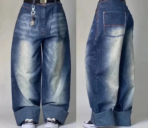 Женские винтажные потертые джинсы Y2K Harajuku из полиэстера и хлопка