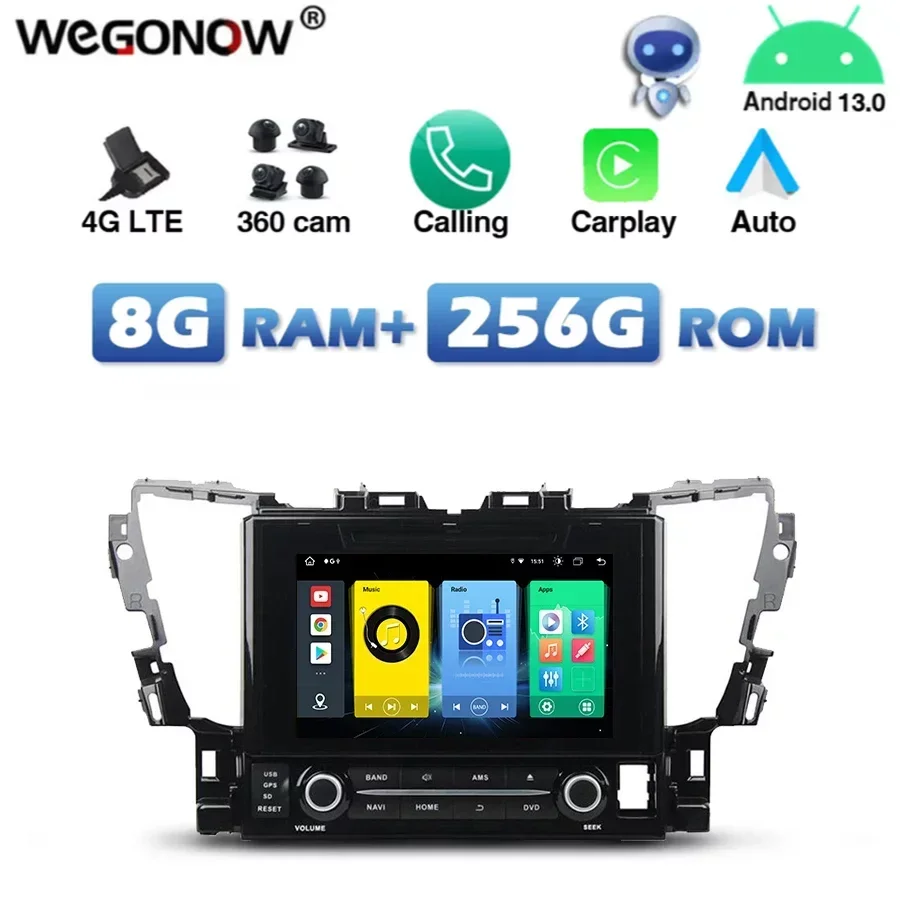 

360 4G SIM DSP Carplay Auto Android 13.0 8G+256G Car DVD Player Wifi Bluetooth RDS RADIO GPS Map For Toyota Alphard 2015-2018