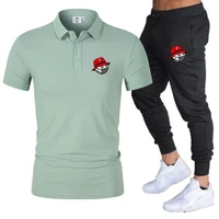 2022 new print golf apparel summer mens suit golf polo shirt pants 2 piece casual sports suit tracksuit tracksuit