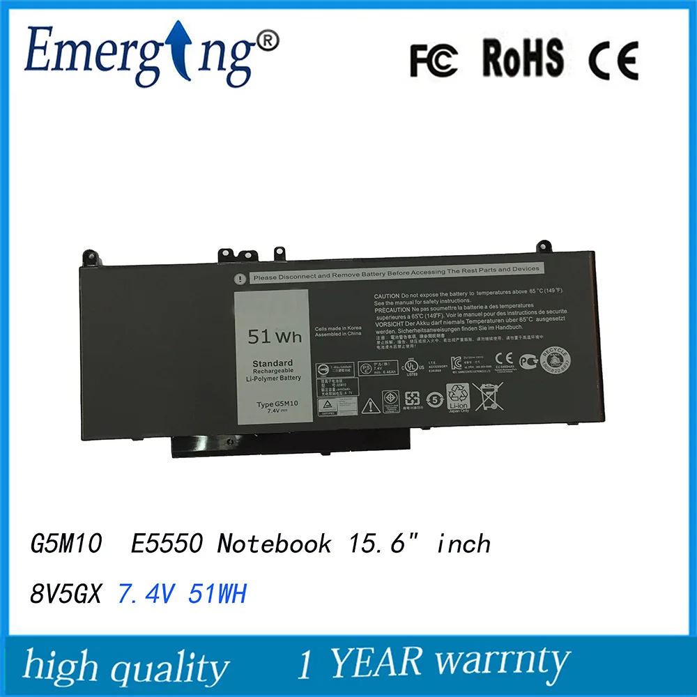 

7.4V 51WH New Original G5M10 Laptop Battery for Dell Latitude E5550 Notebook 15.6" inch 8V5GX G5M10