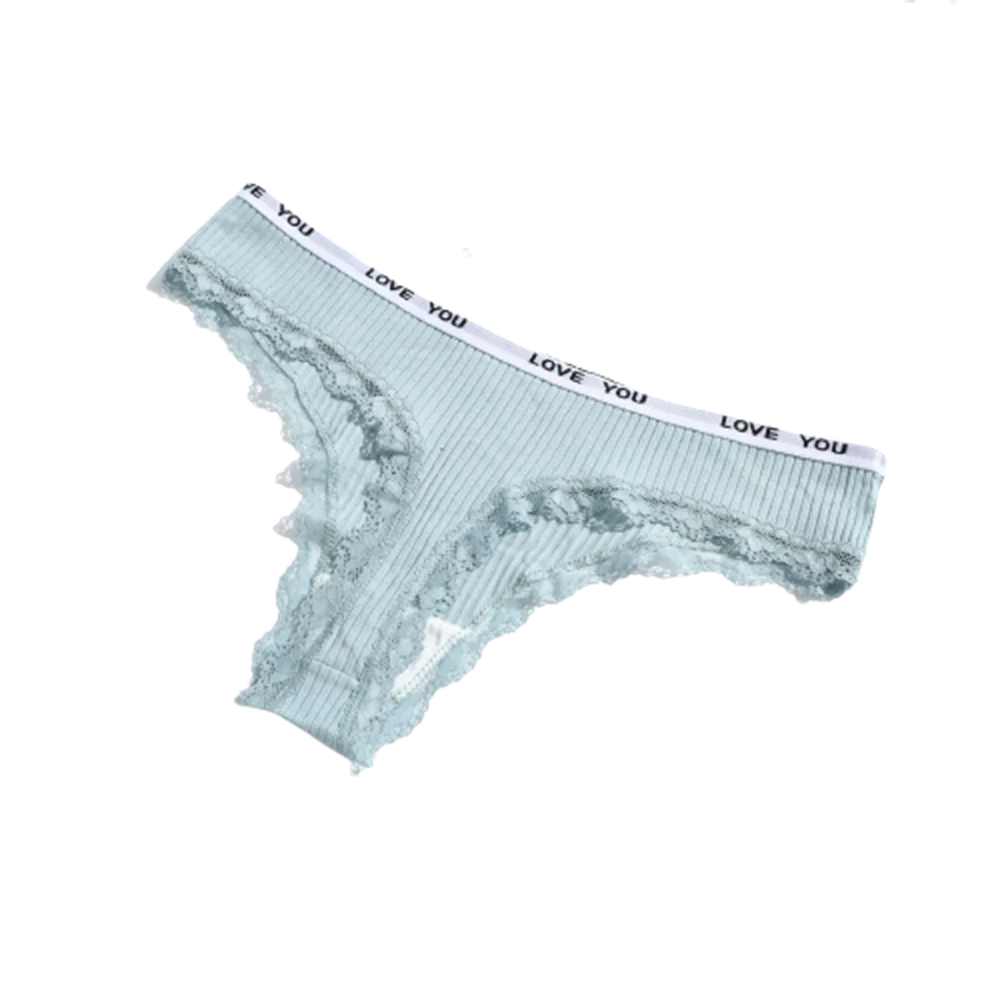 1Pcs 15 Color Letter Lace Panties Women Solid Underwear Cotton G String Thongs Female Low Waist Sexy Intimate Lingerie Hot Sex