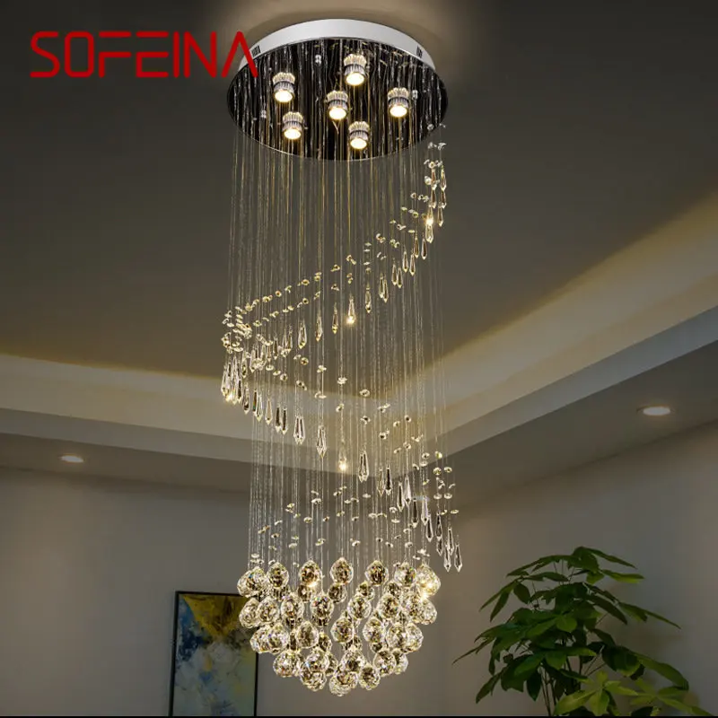 

SOFEINA Modern Crystal Hanging Pendant Light LED Luxury Creative Rotate Chandelier Lamp for Home Living Room Duplex Villa