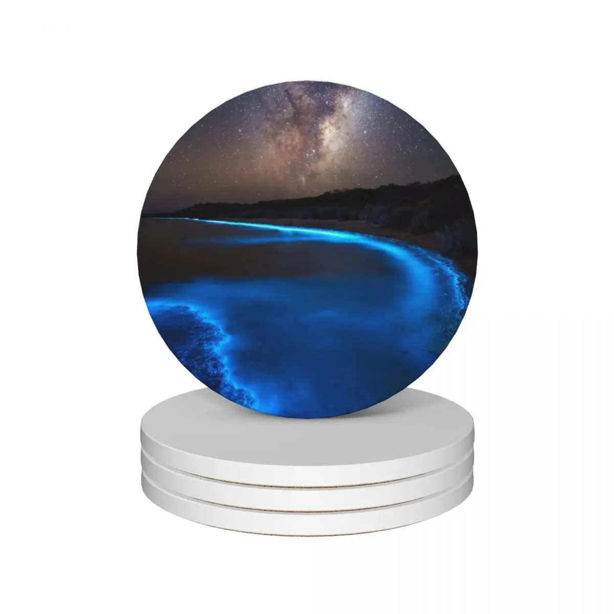 Молочный биолуминесцентный-2-е издание керамические подставки (набор из 4) для