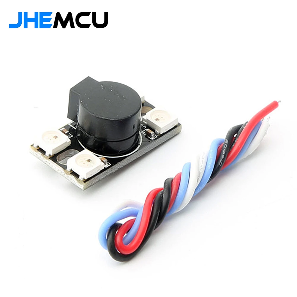 

JHUMCE BZ110DB_WS2812 5V 110DB Super Loud Active Buzzer W/ WS2812 LED Light Supports F3 F4 F7 flight control for FPV Drone