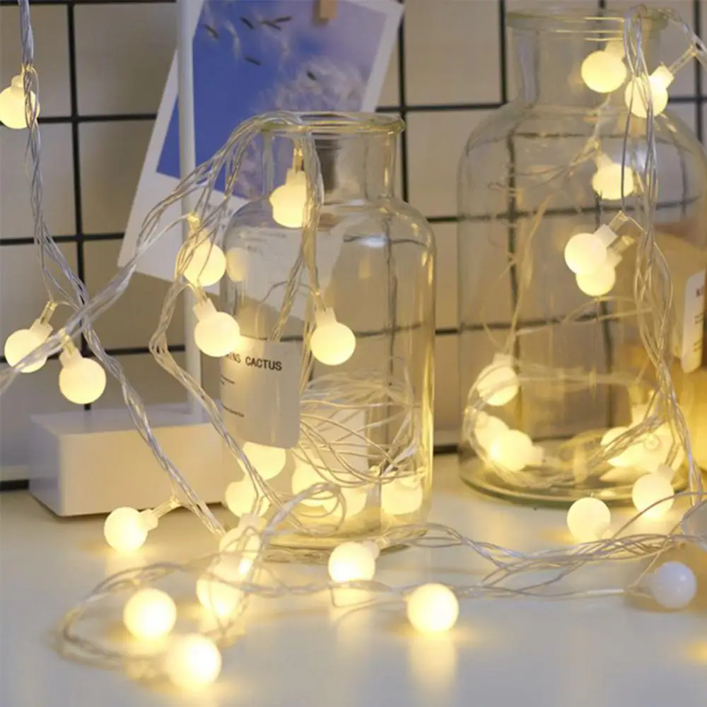 

Battery-operated garland 3/6/10M LED Holiday Fairy Garland Ball String Lights Globe Wedding Home Decoration Battery Rope Lights