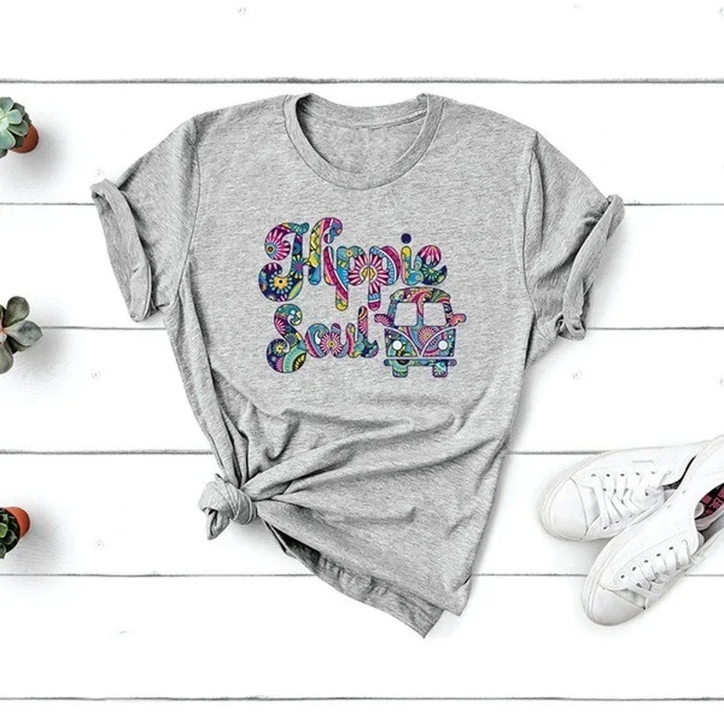 Женская футболка с коротким рукавом и круглым вырезом свободного покроя