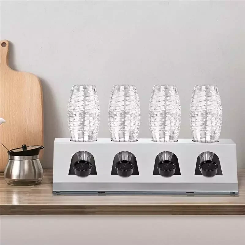 

4 Holes Kitchen Stainless Steel Bottle Cup Holder Drainer Racks Sodas Bottles Baby Bottle Drying Rack Seasoning Storage Holders