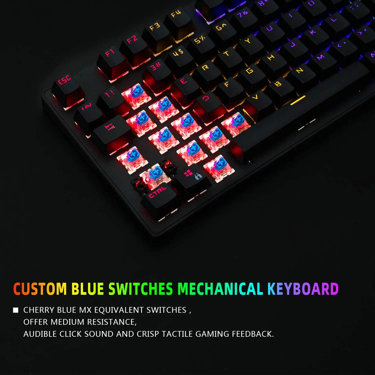 gaming keyboard 87 key gaming anti ghosting blue switch color backlit wired mechanical feel keyboard for pro gamer laptop free global shipping