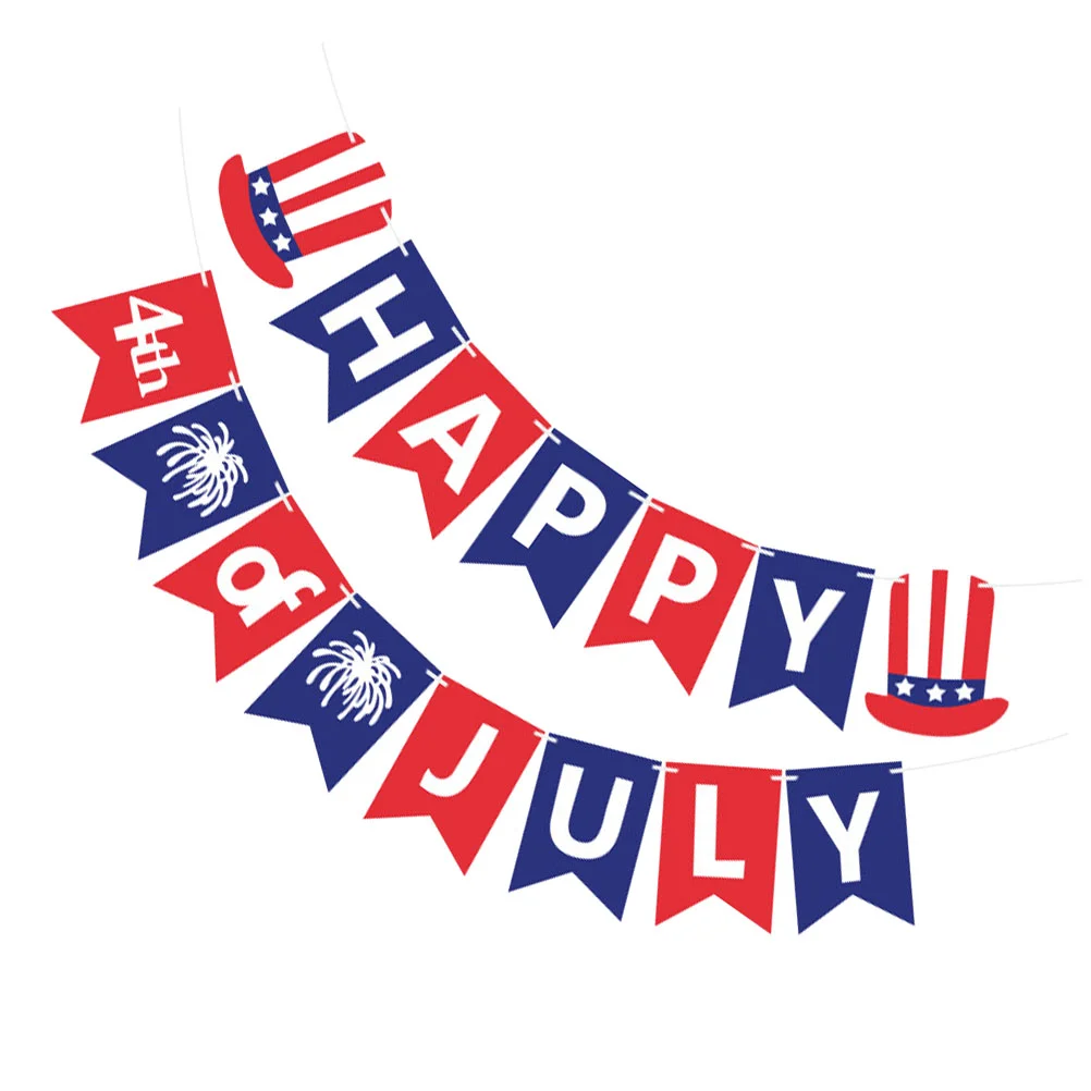 

1pc Delicate Hanging Decor HAPPY 4th of JULY Banner Independence Day Banner Celebrative Flag for Home Shop Party Office