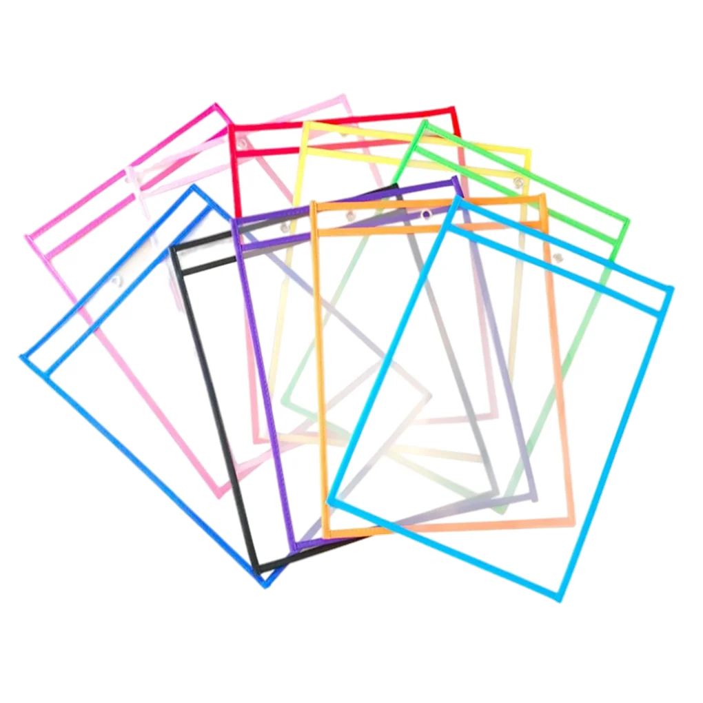 

10 Pieces Dry Erase Sheets Pockets School Work Writing Paper Protectors Sleeves Classroom Offices Teachers Accessories