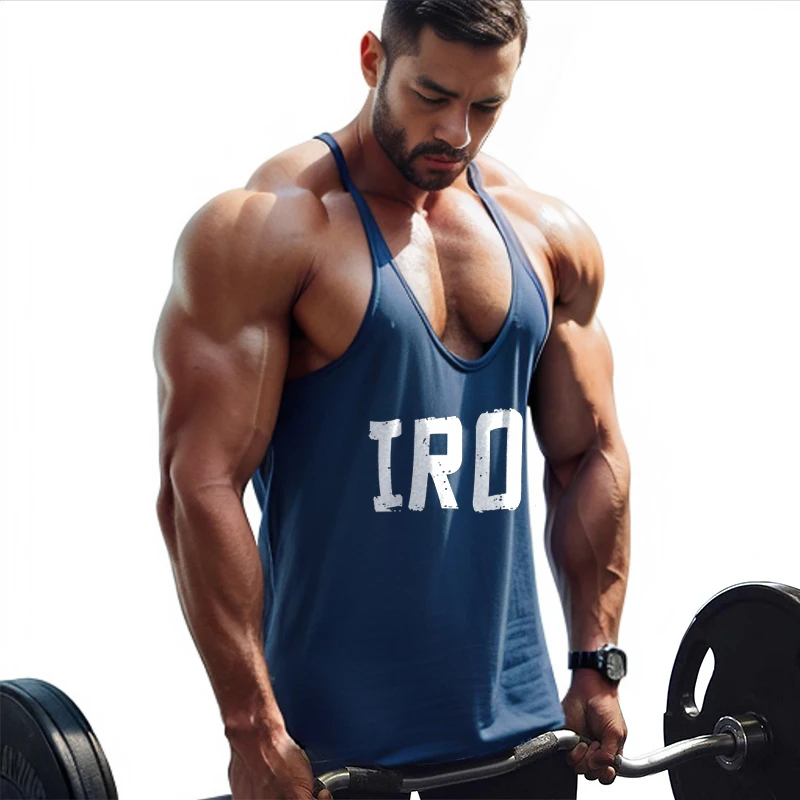 

European And American Men's Cotton Workout Gym Tank Top Muscle Sleeveless Sportswear Bodybuilding Training Fashion Sports Shirts