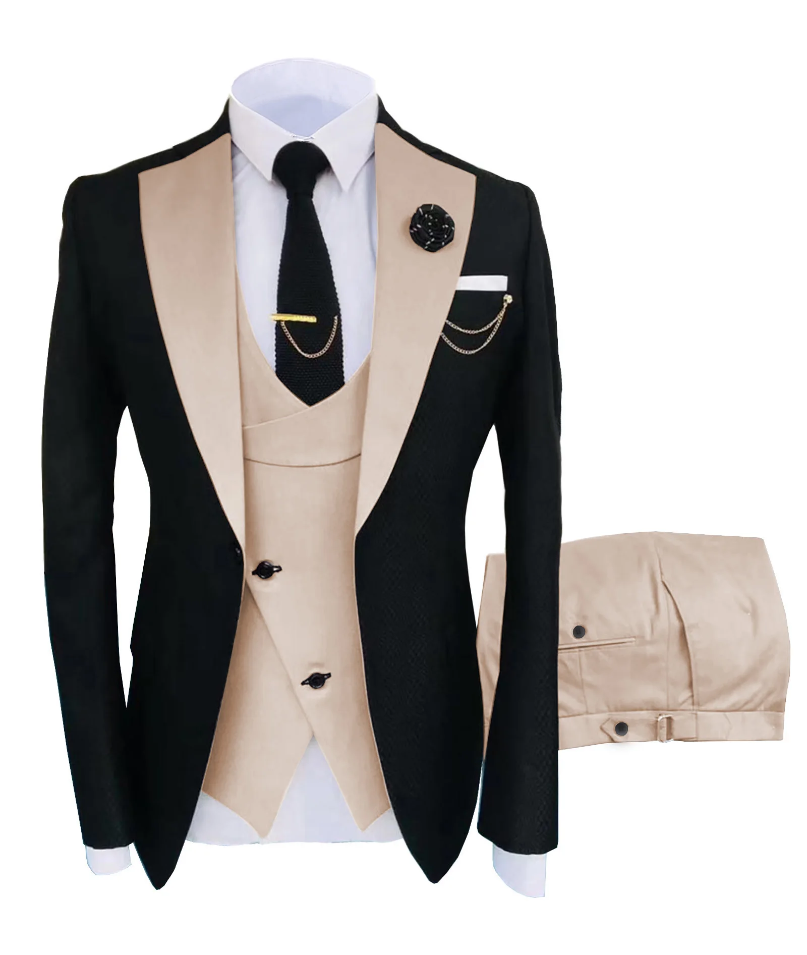 

Men's Lapel Suit 3 Piece Groom Suit Men's Suit Slim Business Suit Tuxedo Men's Clothing(Blazer+Vest+Pants)
