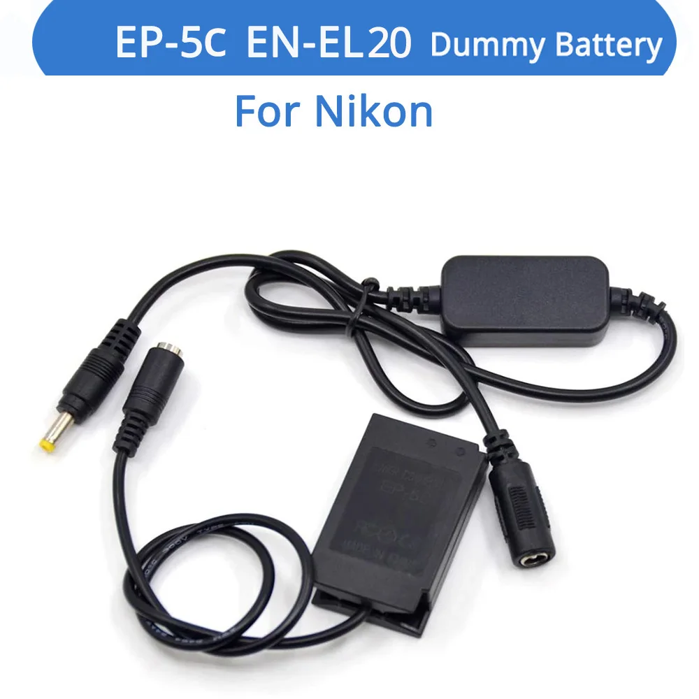 

EH-5 12V-24V Step-Down Charger Cable EP-5C DC Coupler EN-EL20 ENEL20 Dummy Battery For Nikon 1J1 1J2 1J3 1S1 1AW1 1V3 P1000