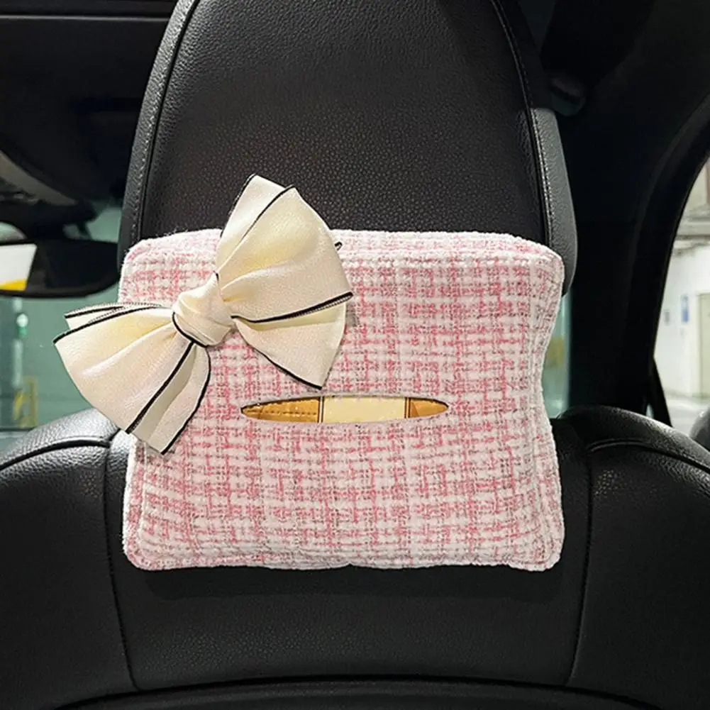 

Durable Easy Installation with Bowknot Car Armrest Napkin Paper Box for Auto Car Tissue Box Car Napkin Holder