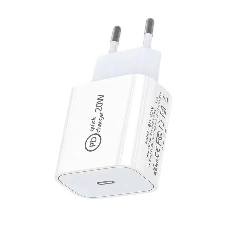 Фото 20-ваттное настенное зарядное устройство USB-C, адаптер быстрой зарядки PD, компактный однопортовый блок питания USB-C для дома, офиса и путешествий. №5