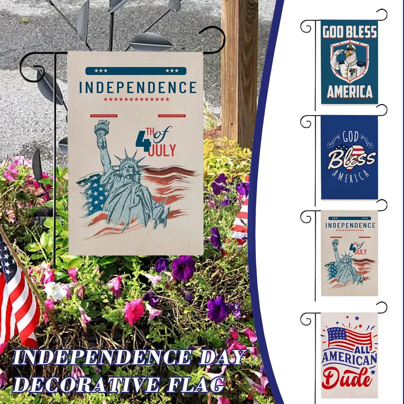 

Celebrate Patriotic Independence Memorial Day Garden Garden Banner Outdoor Home Flag Flower 30*45CM（11.81IN*17.71IN） Decor V1A9