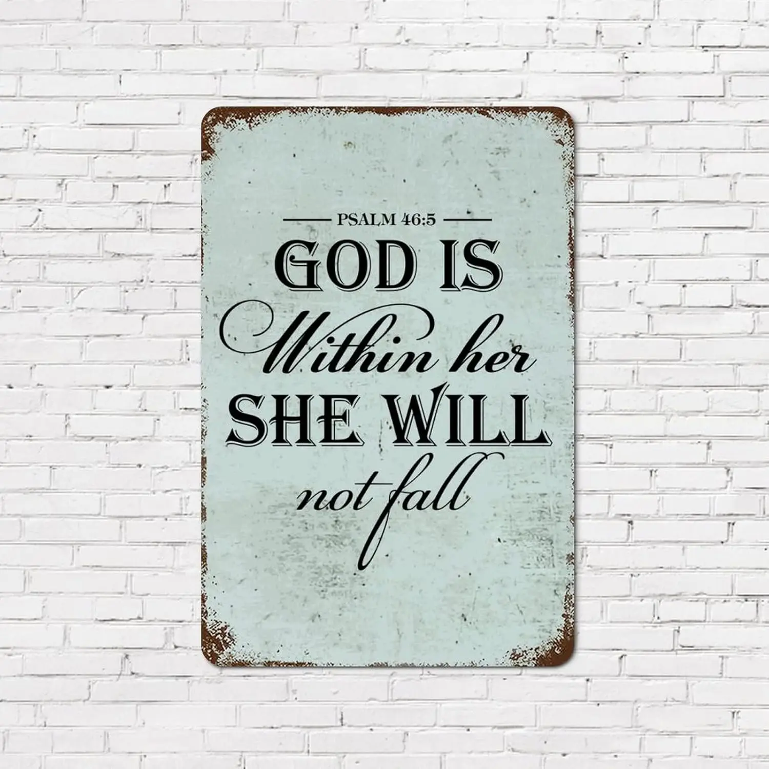 812n Metl Tn Retro Sgns Motvnl Цитата God s Wthn Her She Wll Not Fll lumnum Sgn Encourgement Shbby for Home Co