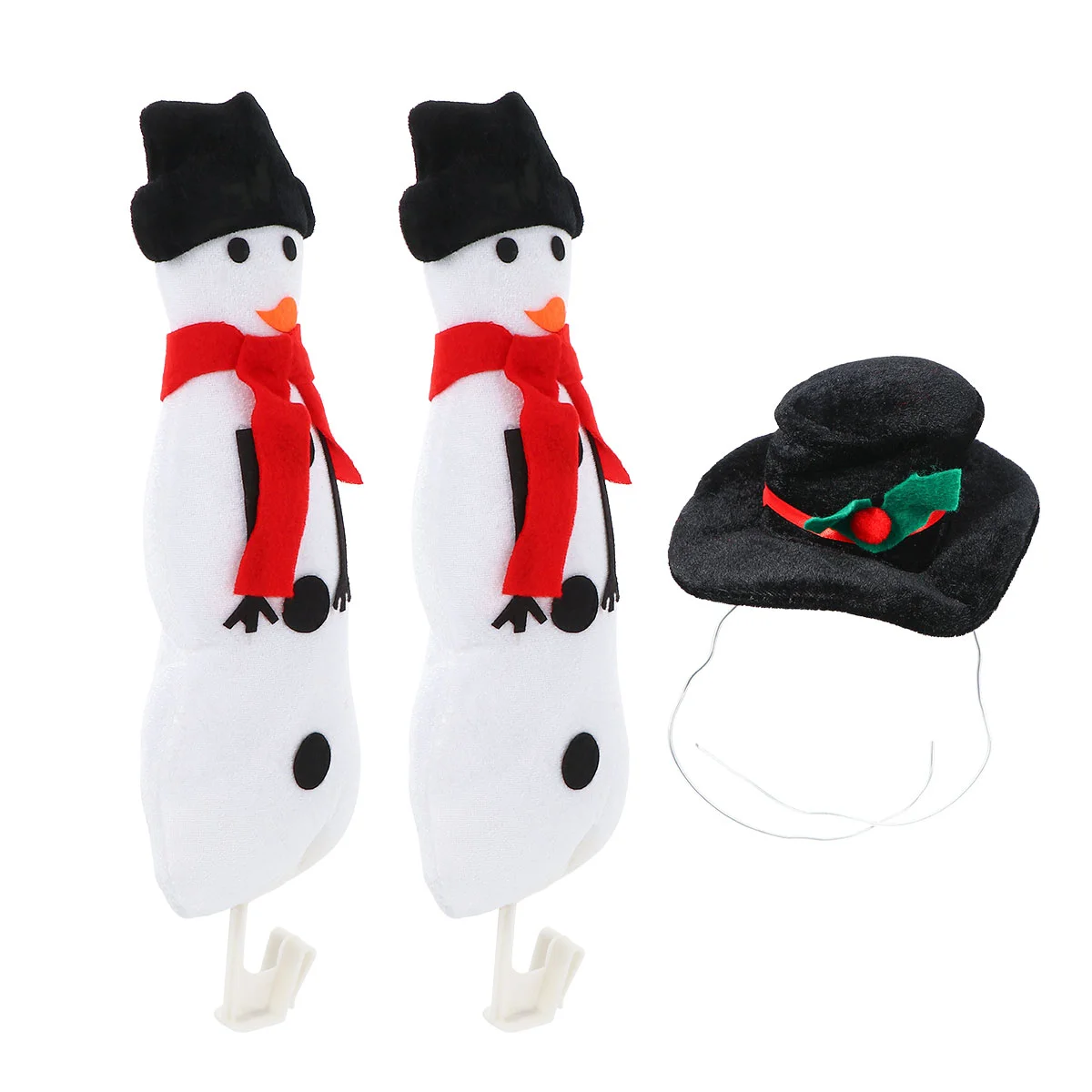 

3 Pcs Christmas Snowman Car Decoration Ornament Xmas Prop Adornment Golden Velvet