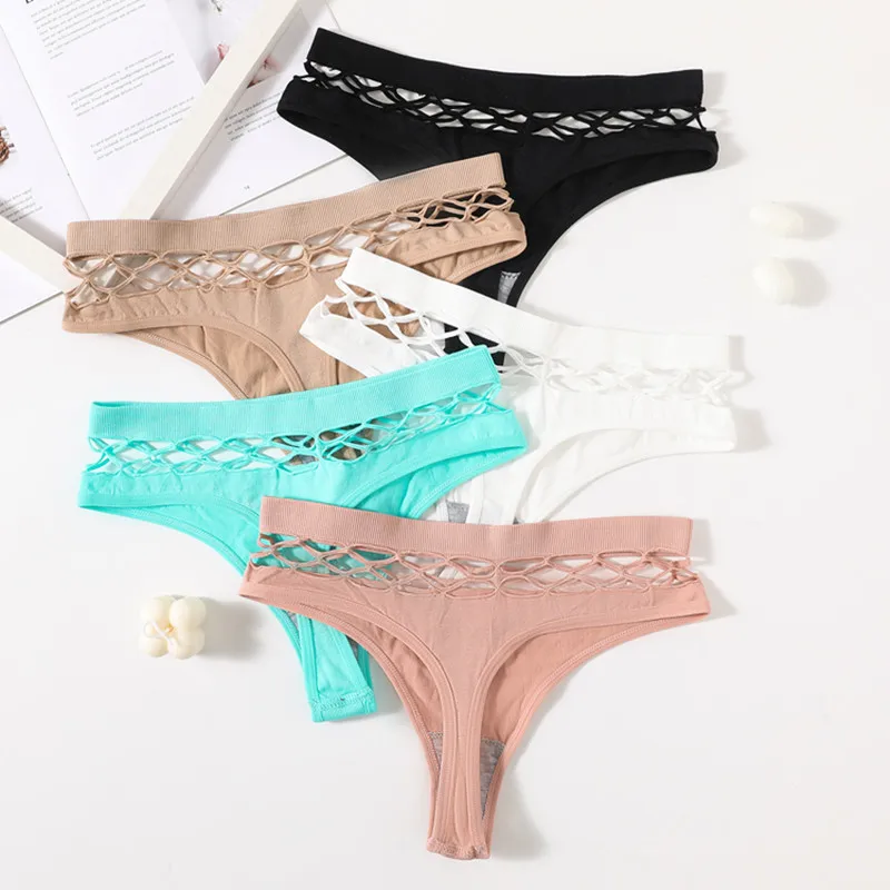 

2PCS Seamless Thongs Panties Women High Rise Underwear Sexy Lingerie Sexy Bottoms Female Underpants Hollow G-String Pantys M-L