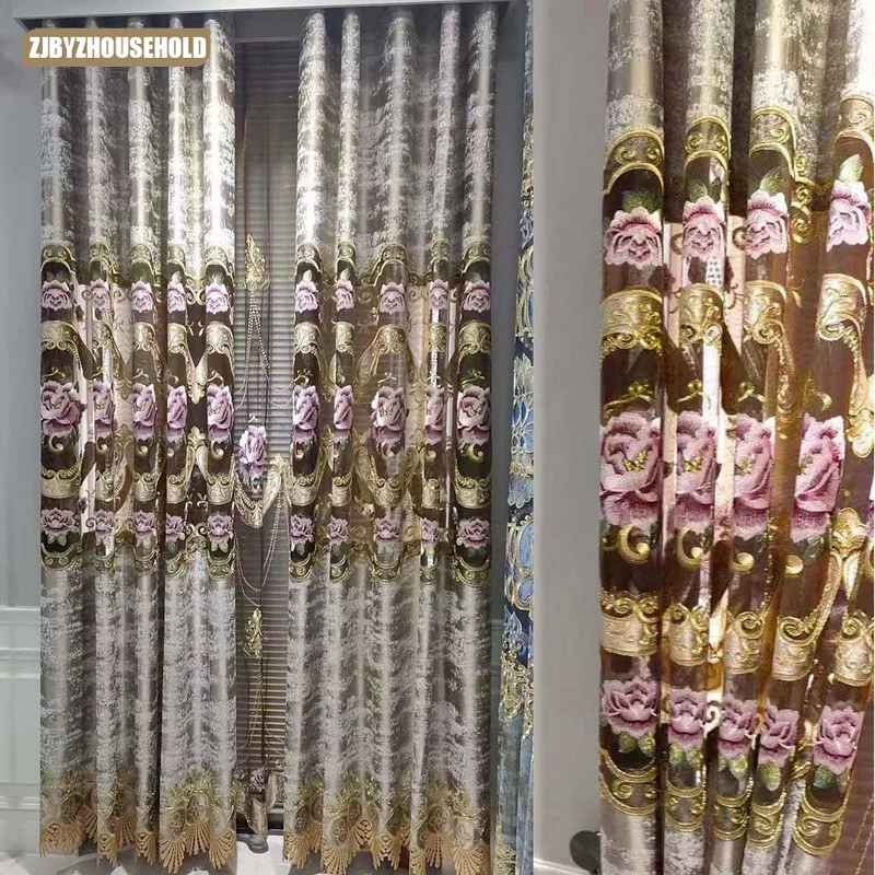 

European Luxury Jacquard Curtain for The Living Room Bedroom Wedding Windows Blackout Embroidered Curtains Valance Decorative