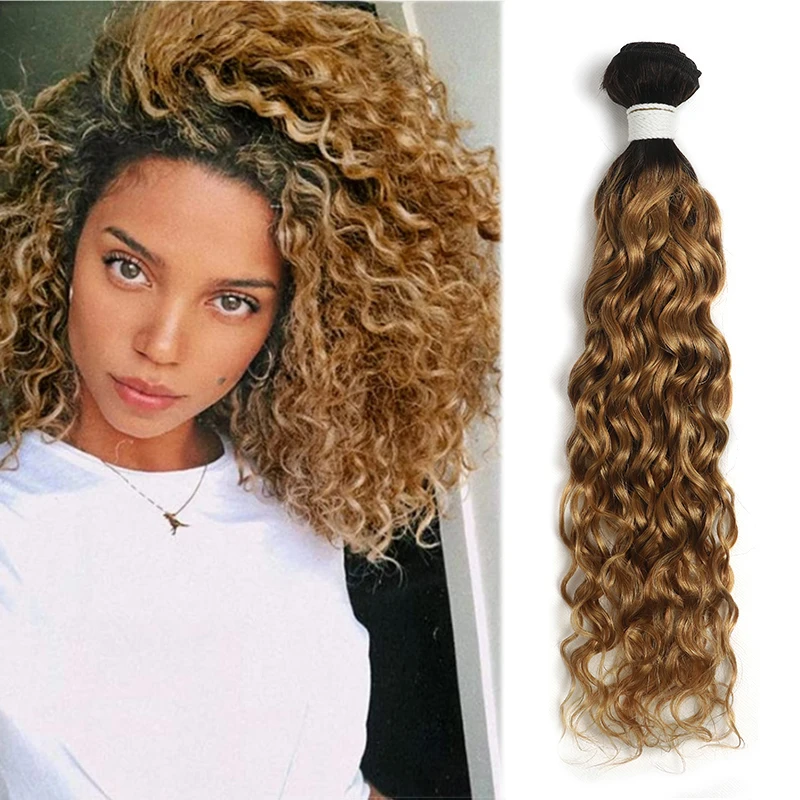 

Волнистые человеческие волосы в пучках с эффектом омбре, блонд, бразильские человеческие волосы для наращивания, 8-26 дюймов, 1 шт., предварите...