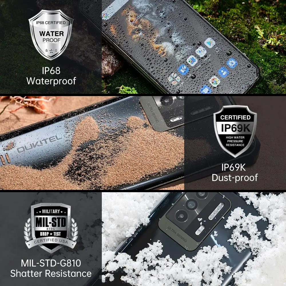 Kup OUKITEL WP17 6.78 ''FHD 8GB + 128GB G95 IP68 Wodoodporny Wytrzymały Telefon Komórkowy 64MP + 20MP AF Night Vision 90Hz Globalne Zespoły Smartphone
