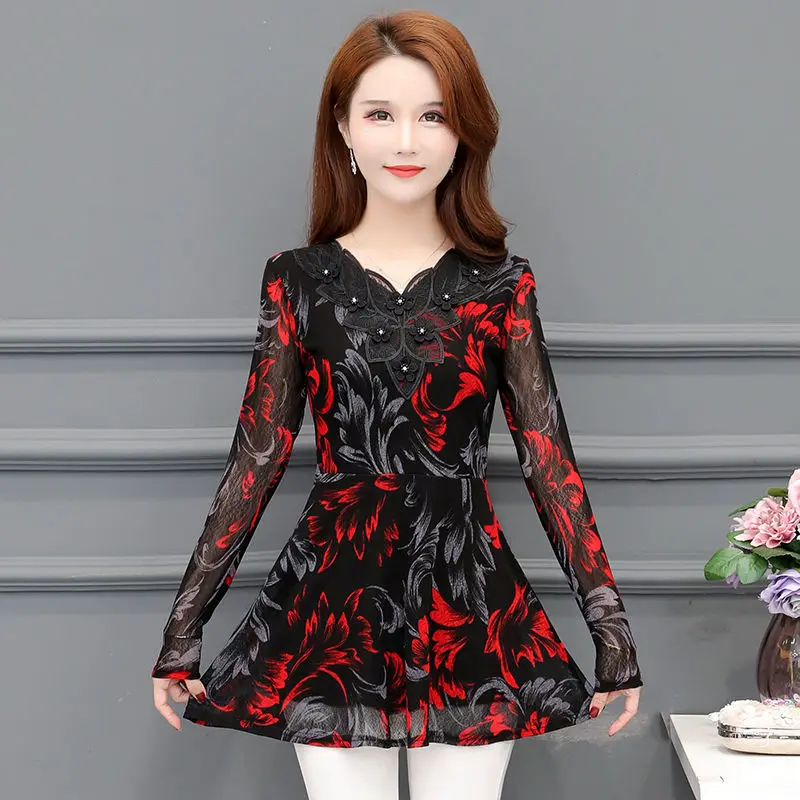 

Женская винтажная блузка с длинным рукавом, Свободная Повседневная Туника с цветочным принтом, в стиле ретро, K603, весна 2022