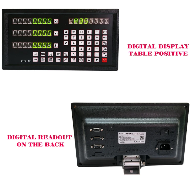 Цифровой дисплей считывания DRO-3V и 3 шт. Высокоточный энкодер 0-800 мм для фрезерного