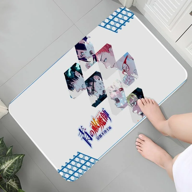 

Floor Washable Flannel Rug Entrance Indoor Mats Memory Carpet Foam Blue Exorcist Anime Parlor Mat Room Carpets Lounge Rug